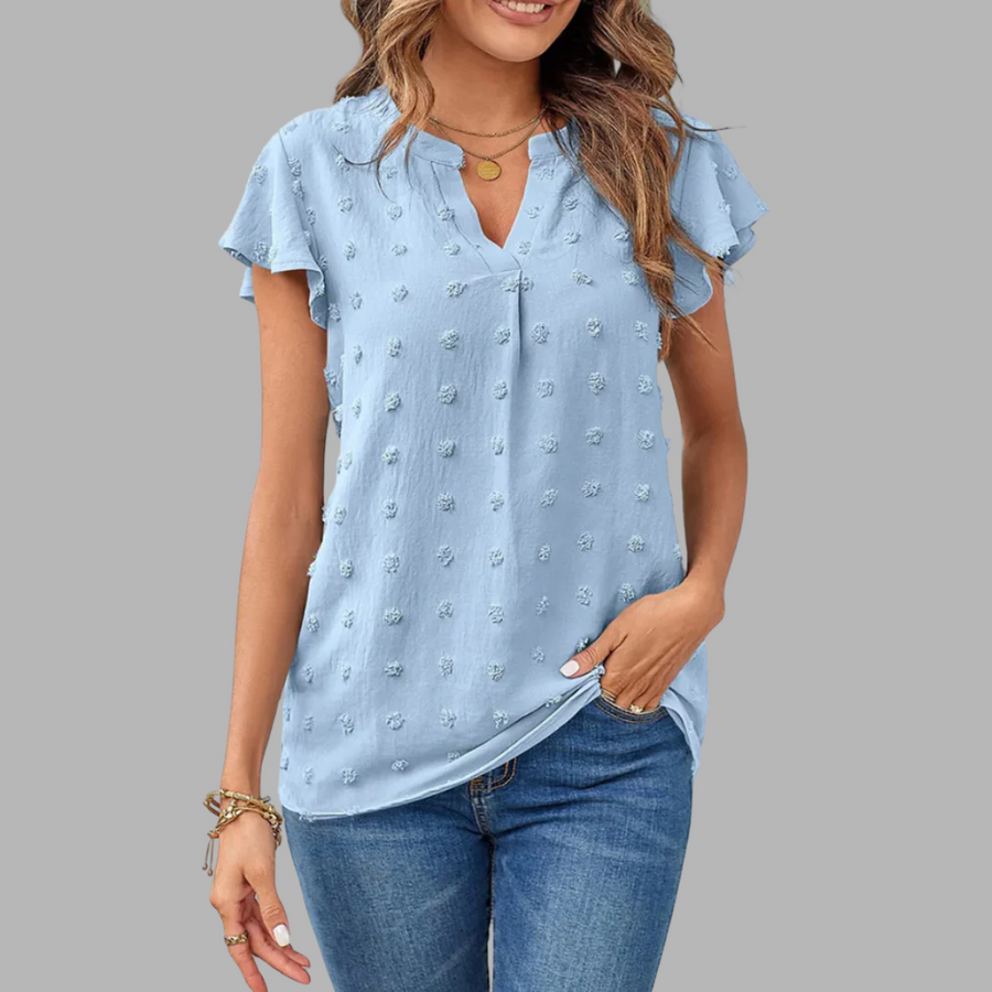 Kari | Blus Chic i Patchwork med Volanger