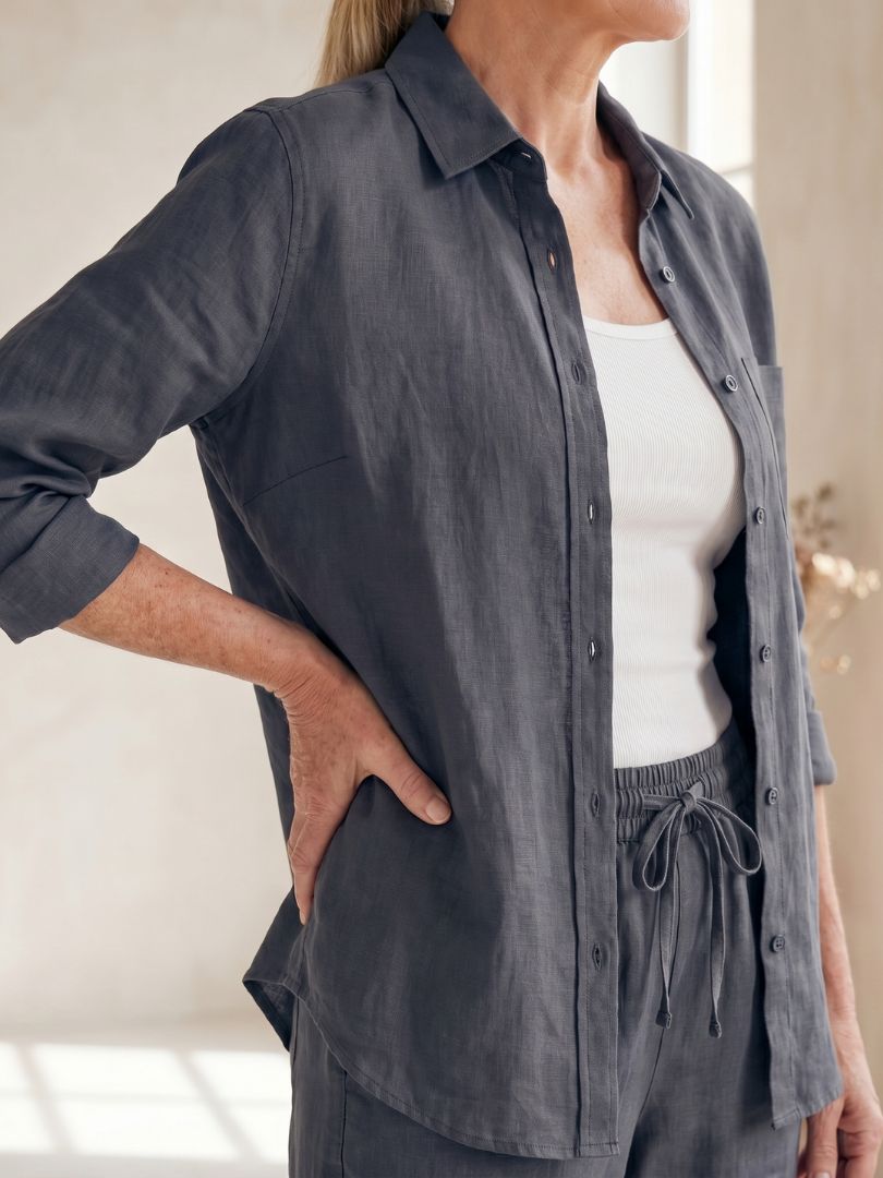 Noor | Långärmad skjorta med tapered byxor set
