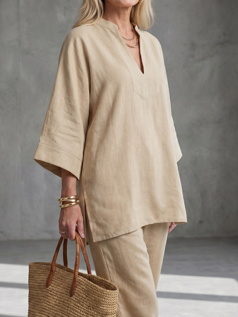 Georgiana | V-ringad tunika med gathered byxor set