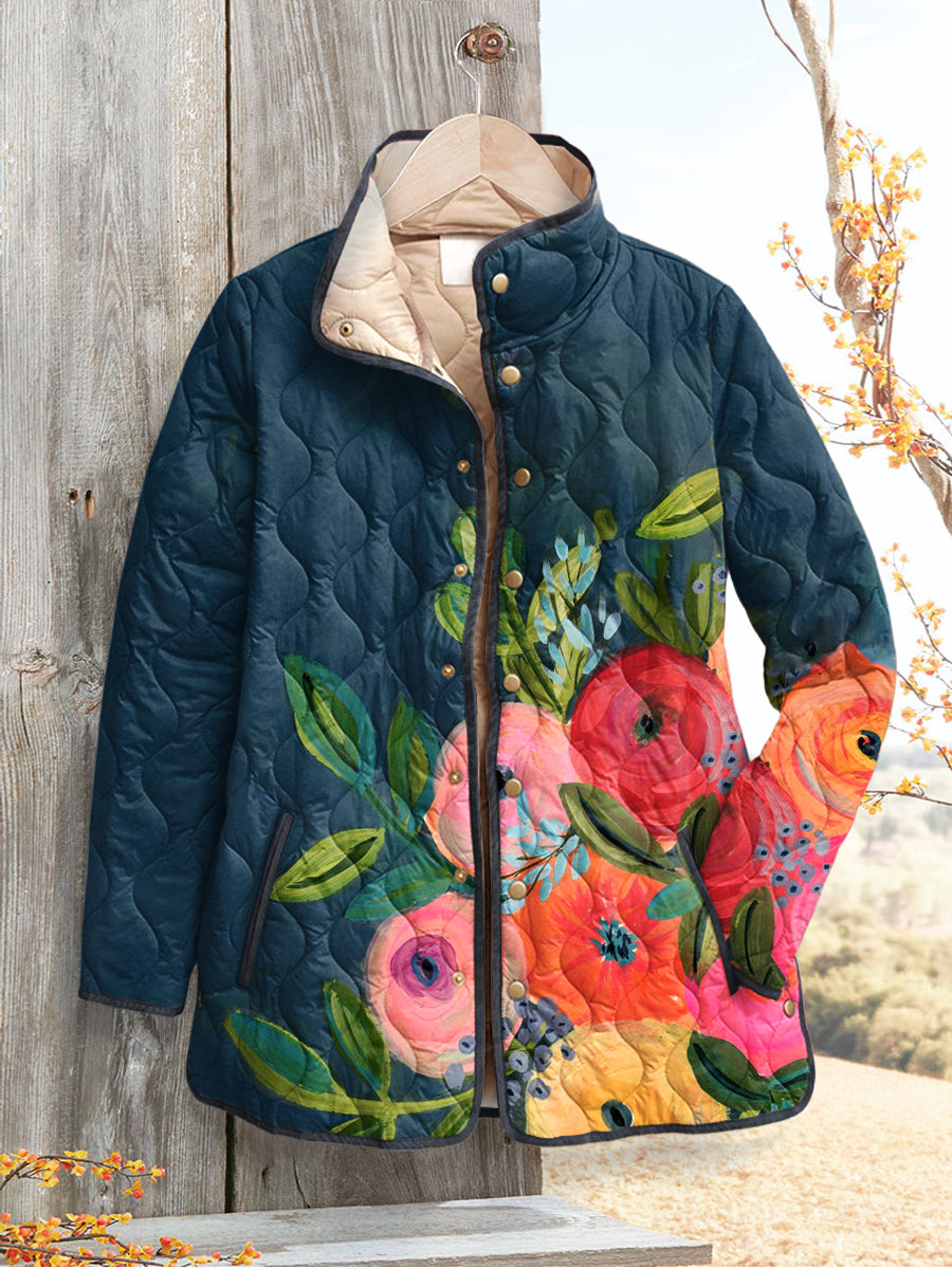 Brooklyn | Kvinnors Vintage Blommig Tryckt Vadderad Jacka