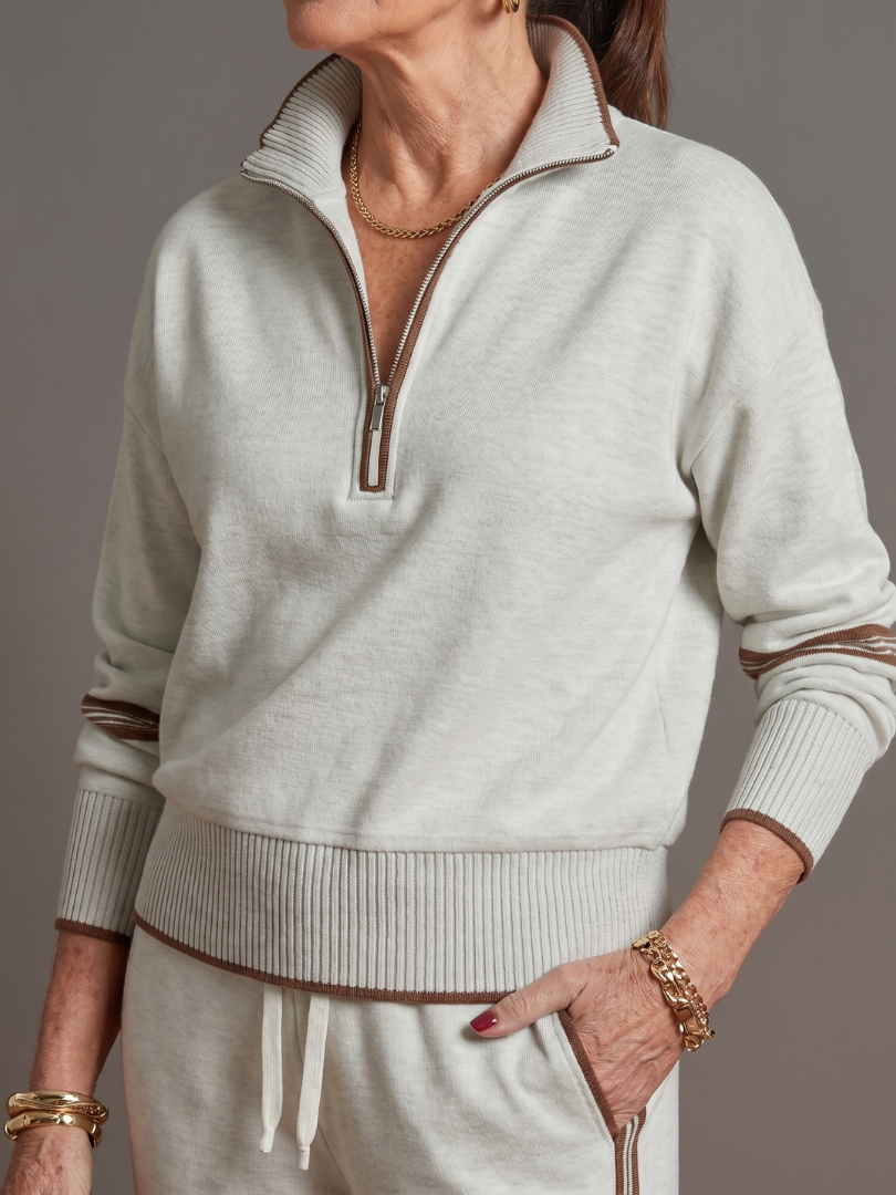 Regen | Zip-Hals Långärmad Sidostrand Leggings-Set