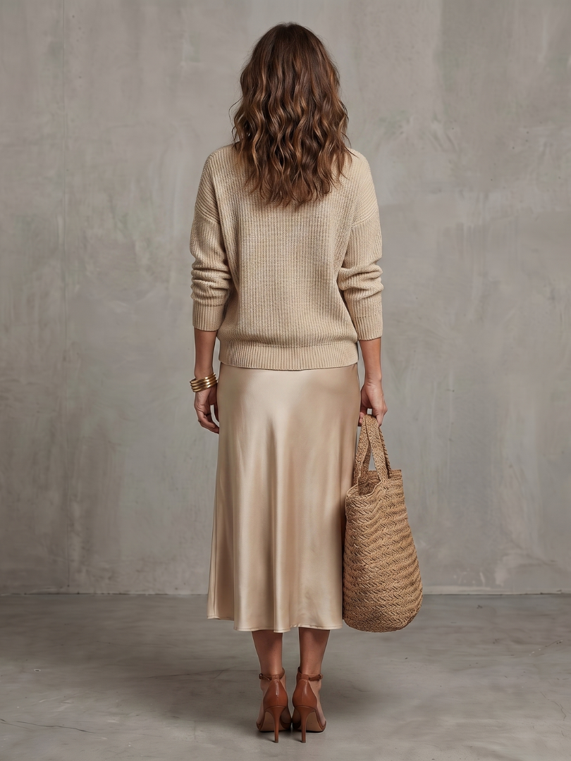 Luciana | Bias Fall Satinrock Strickschicht-Set