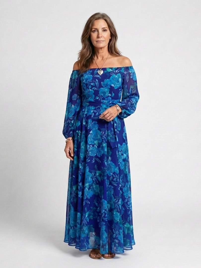 Aspen | Maxiklänning med blommönster och off-shoulder design