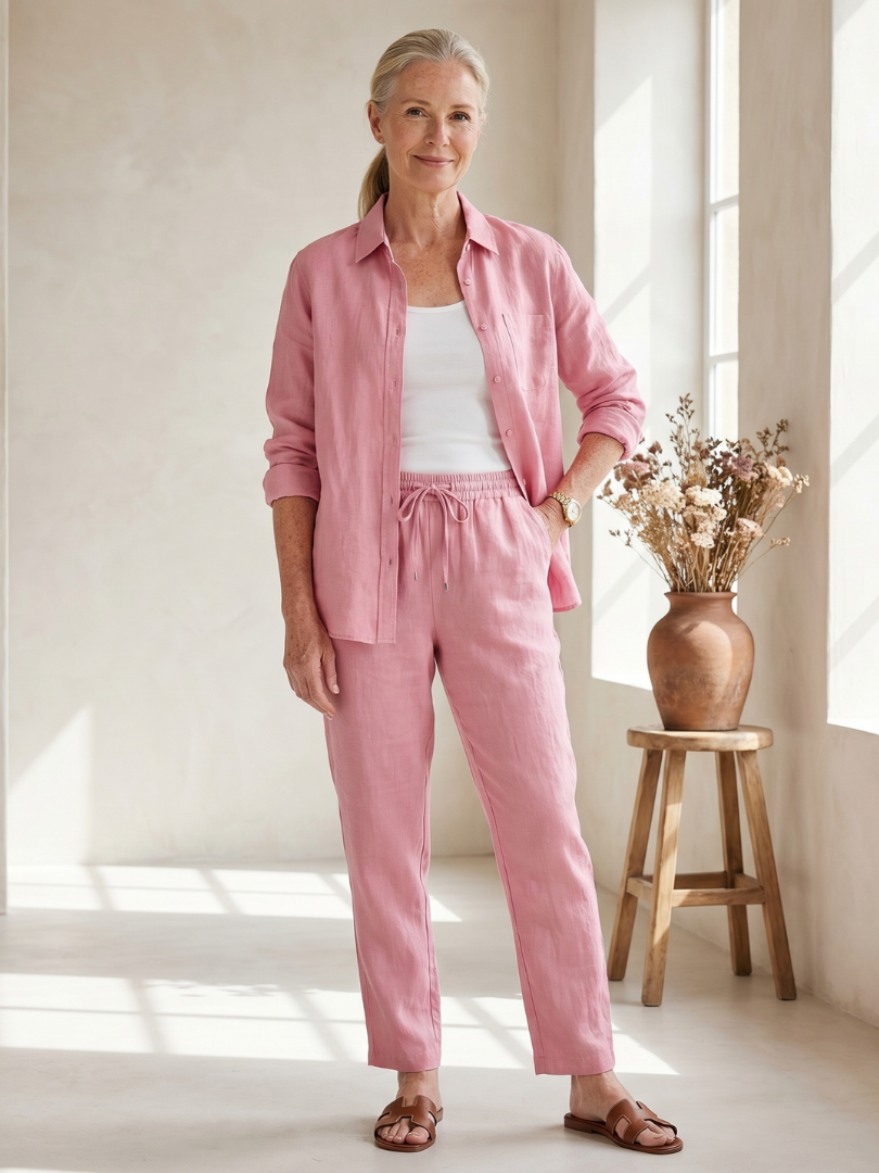 Noor | Långärmad skjorta med tapered byxor set