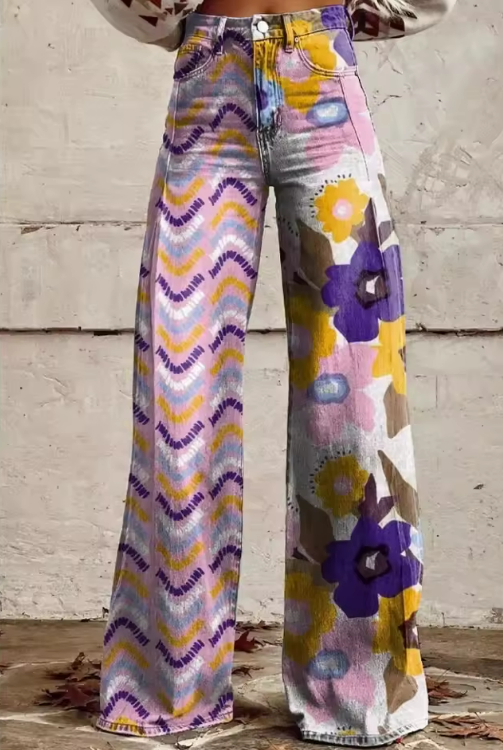 Isadora - Blommönstrade Boho-byxor