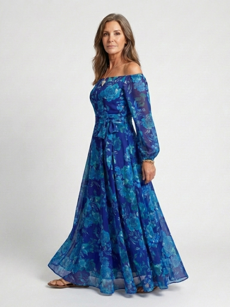 Aspen | Maxiklänning med blommönster och off-shoulder design