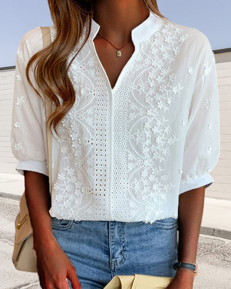 Unni | Elegant vit blus med puffärmar