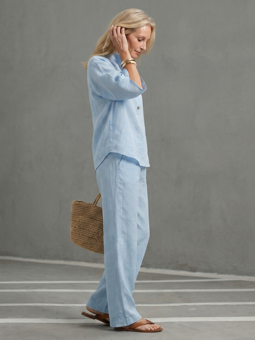 Amity | Knapfront Avslappnad Tunika-byxset
