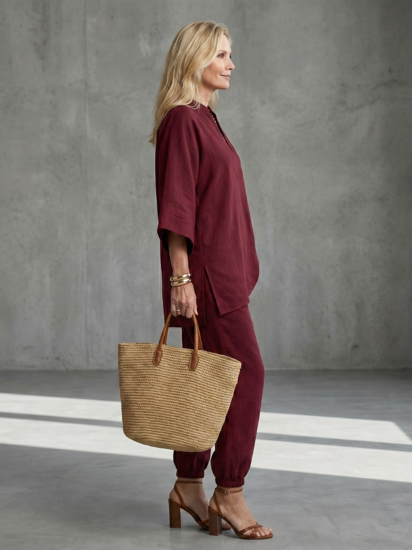 Georgiana | V-ringad tunika med gathered byxor set