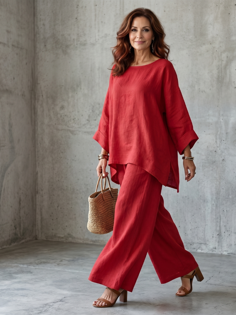 Prue | Oversized Tunika med vida byxor-set