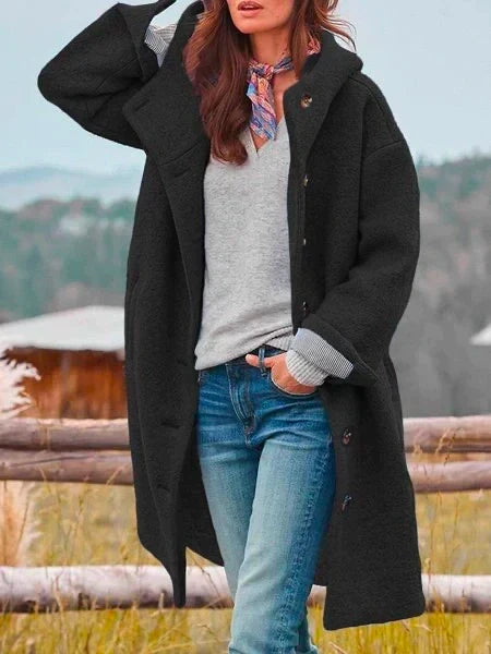 Jacinthe - Elegant Långärmad Kappa Med Knappar