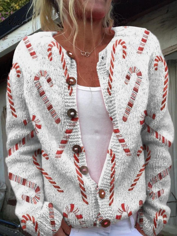 Lunara™ | Dam Vintage Stickad Cardigan Tröja