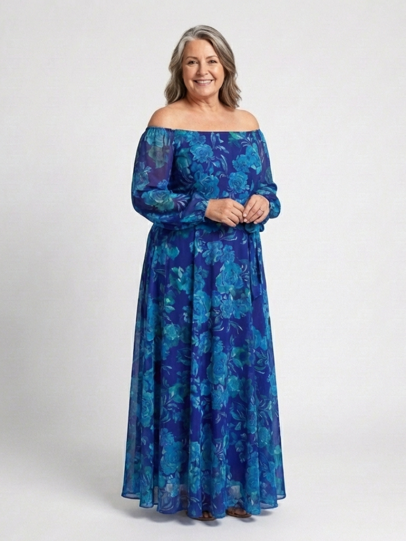 Aspen | Maxiklänning med blommönster och off-shoulder design