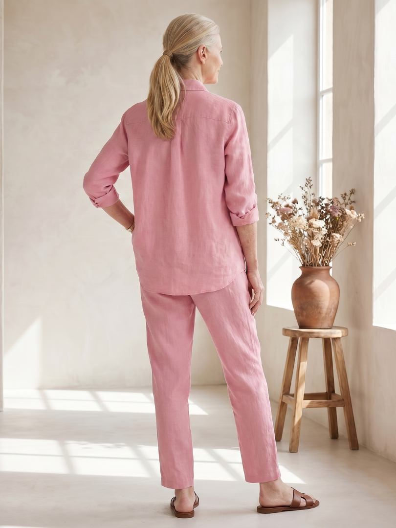 Noor | Långärmad skjorta med tapered byxor set