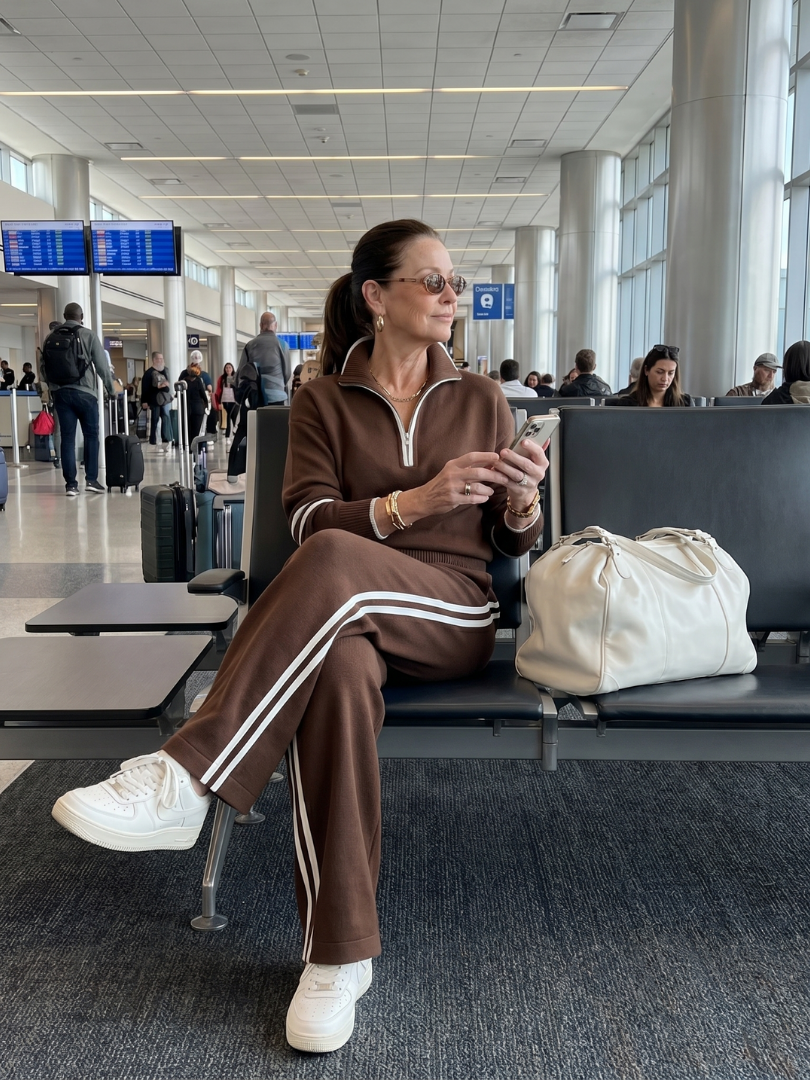 Regen | Zip-Hals Långärmad Sidostrand Leggings-Set