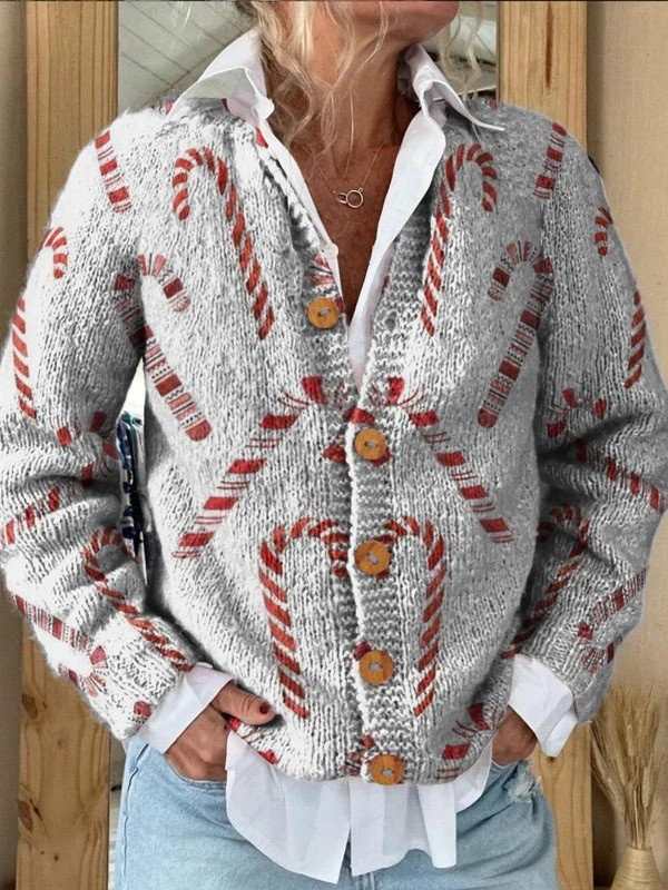 Lunara™ | Dam Vintage Stickad Cardigan Tröja