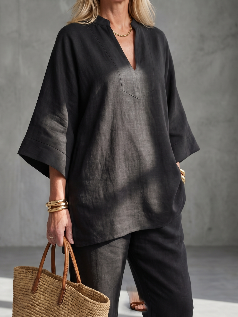 Georgiana | V-ringad tunika med gathered byxor set