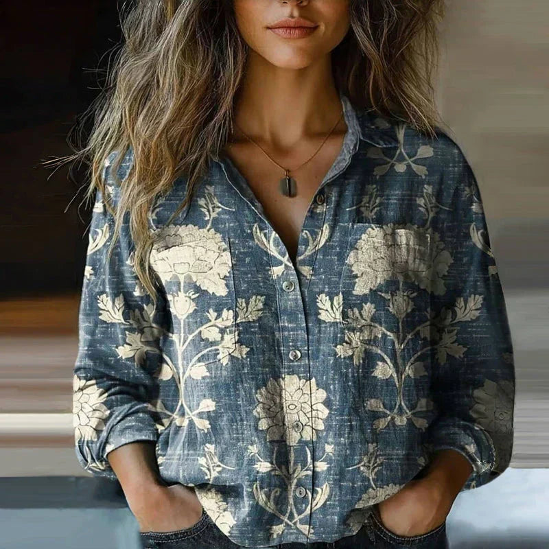 Nanna | Blus med retroblommönster
