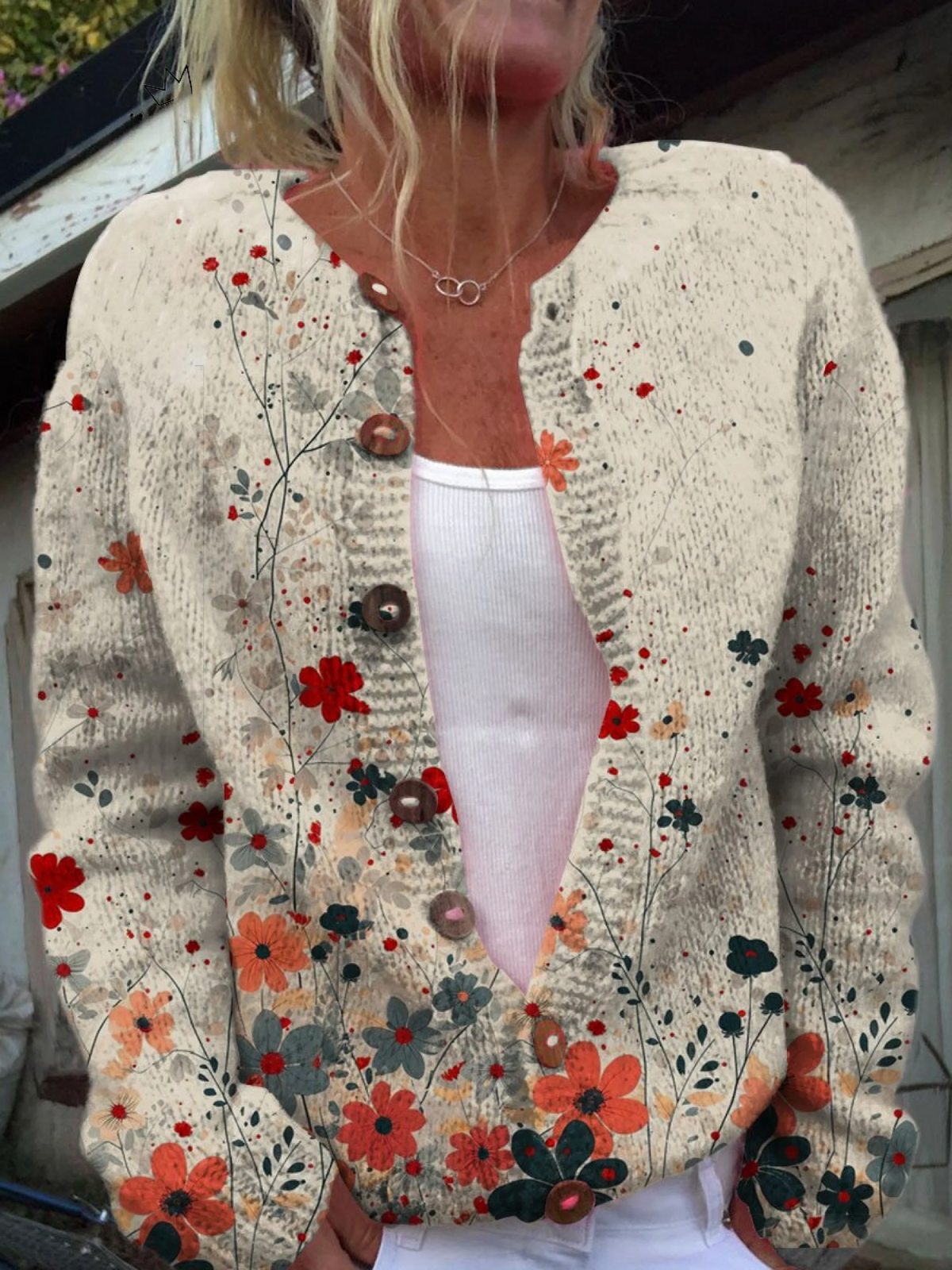 Meliora™ | Dam Vintage Stickad Cardigan