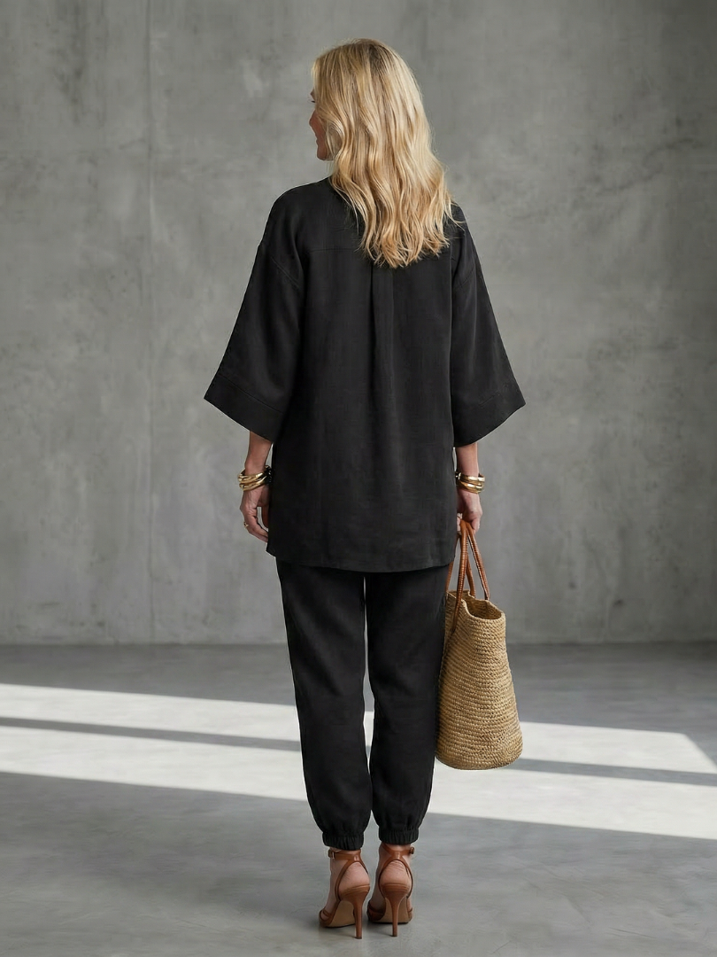 Georgiana | V-ringad tunika med gathered byxor set