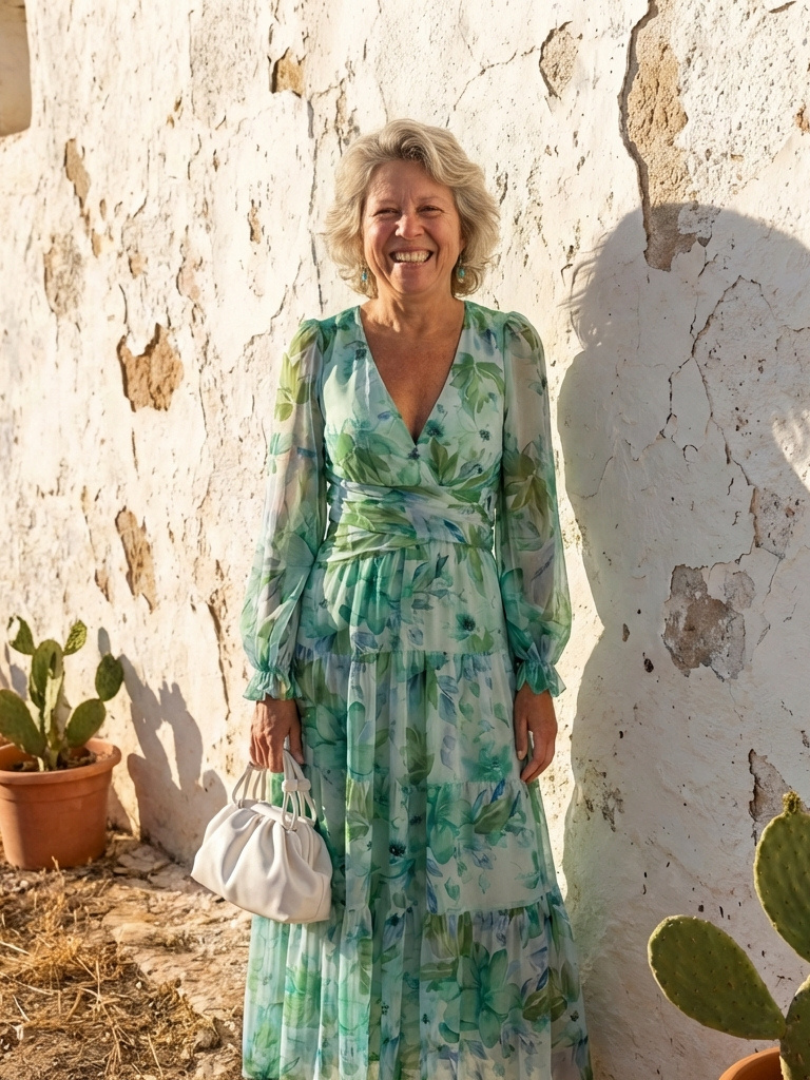 Althea | Maxiklänning med långa ärmar och blommönster