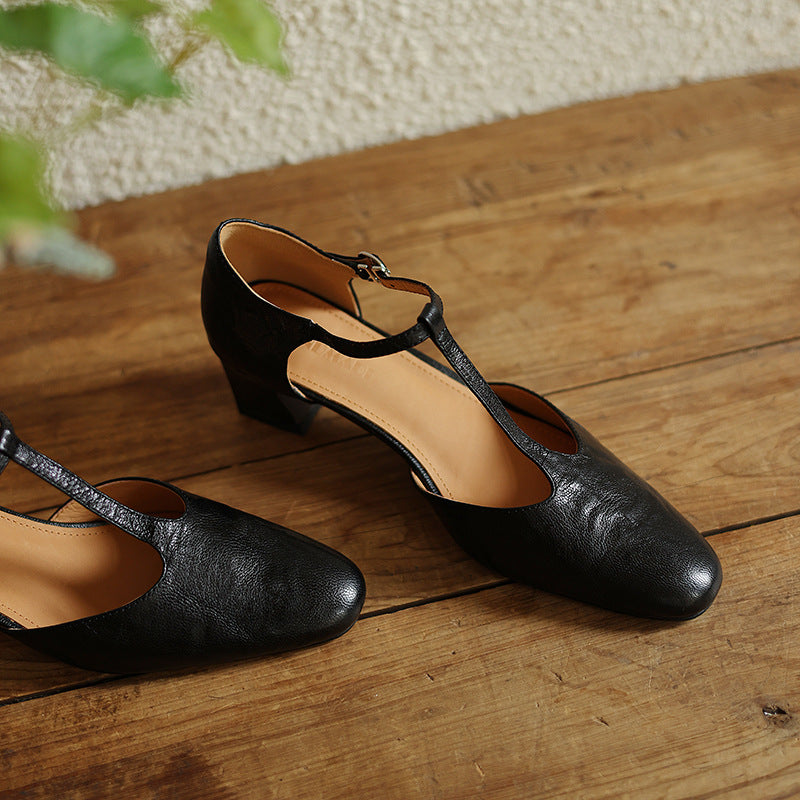 Talons T-Strap i läder Elowen