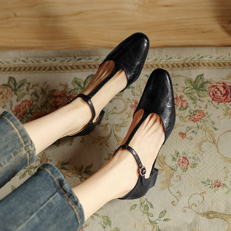Talons T-Strap i läder Elowen