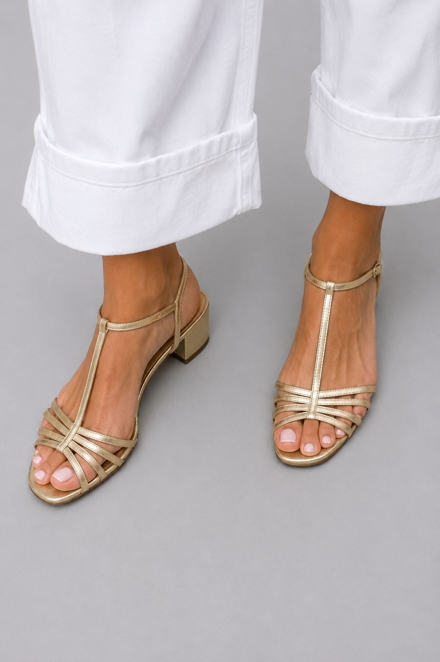 VIVIAN | Metalliska Sandaletter Med Klack