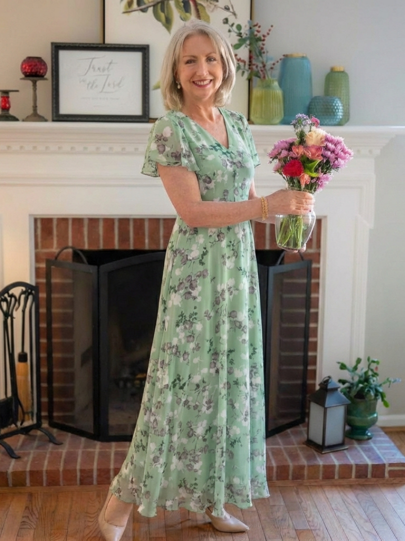 Ismeria | Maxiklänning i blommig chiffon
