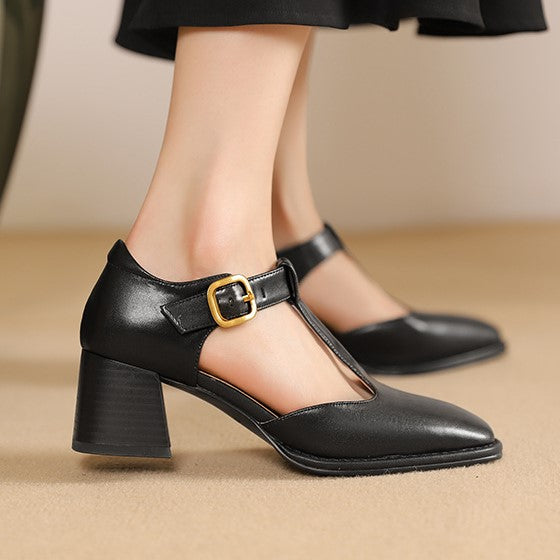 Marcele T-Strap Läderpumps