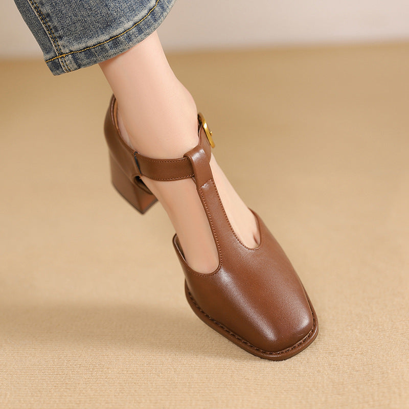 Marcele T-Strap Läderpumps