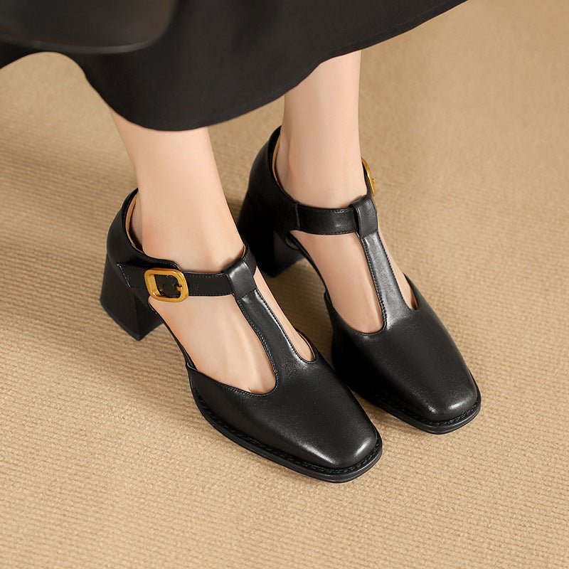 Marcele T-Strap Läderpumps
