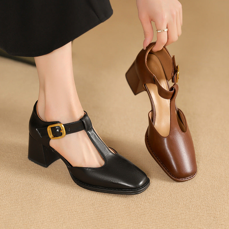 Marcele T-Strap Läderpumps