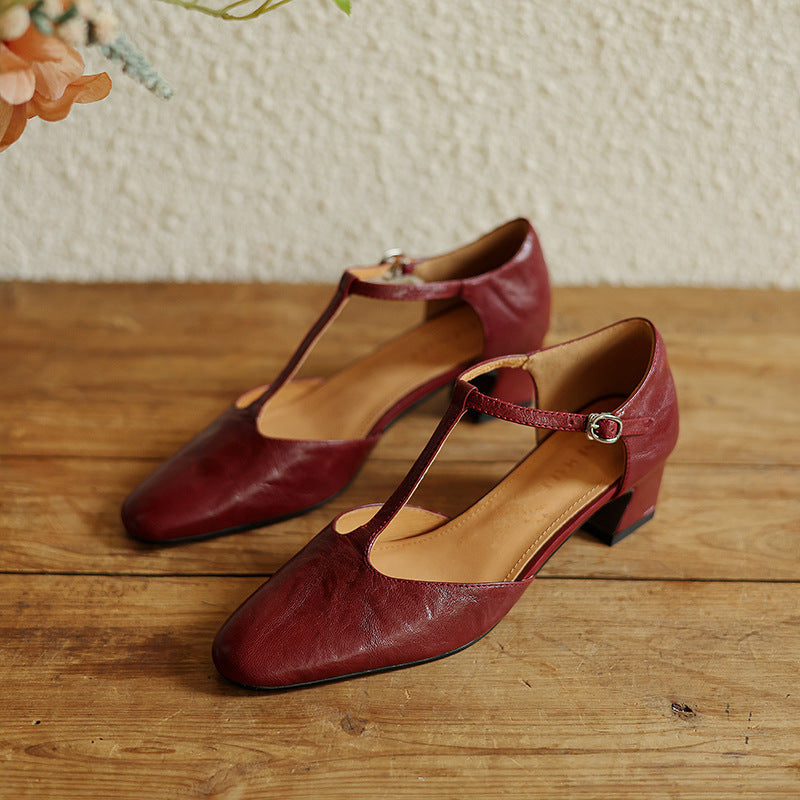 Talons T-Strap i läder Elowen