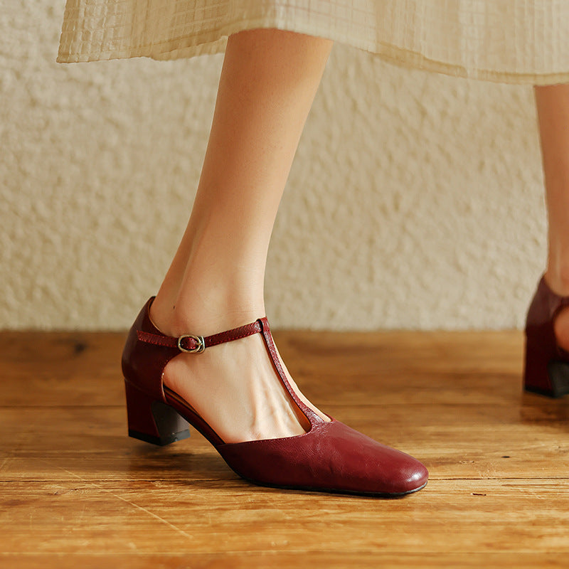 Talons T-Strap i läder Elowen