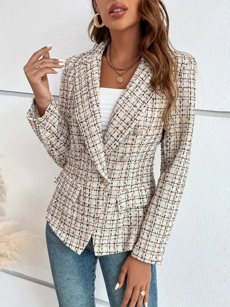 Jalu™ | Dubbelknäppt blazer med rutmönster