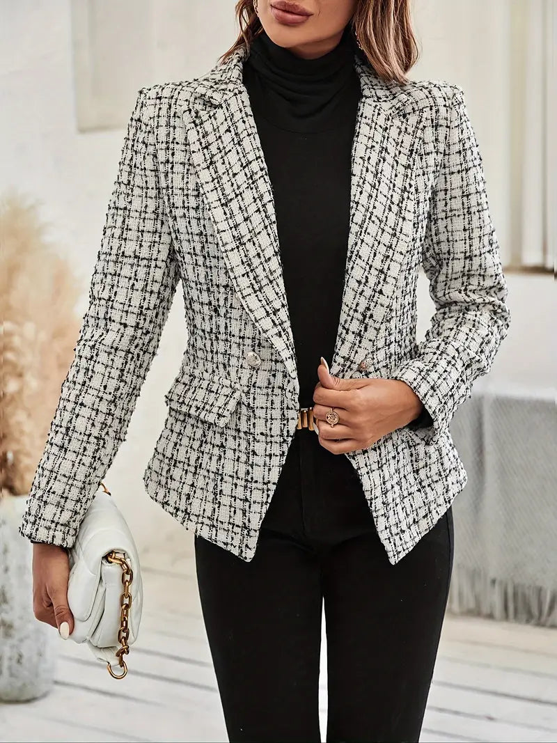 Jalu™ | Dubbelknäppt blazer med rutmönster