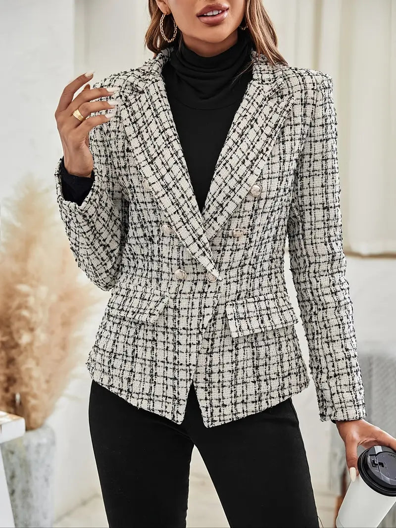 Jalu™ | Dubbelknäppt blazer med rutmönster