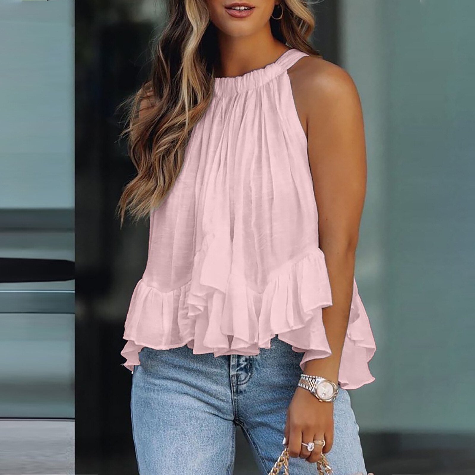 Karianne | Blus med strukturerade volanger