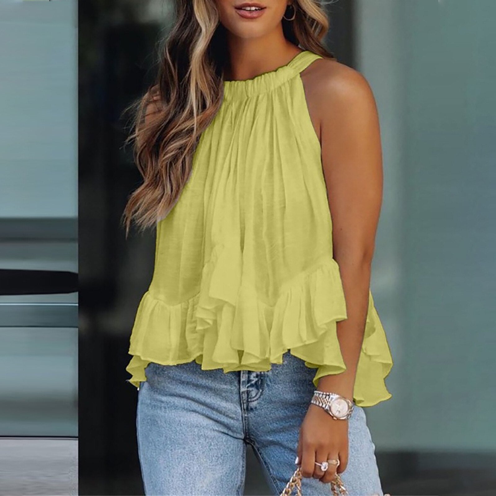 Karianne | Blus med strukturerade volanger