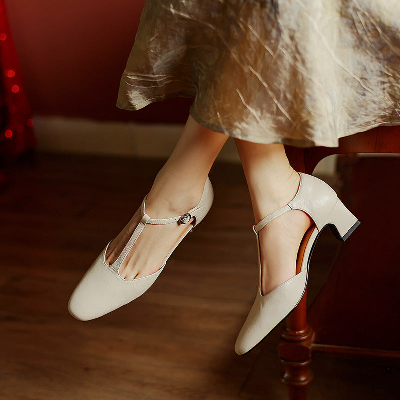 Talons T-Strap i läder Elowen