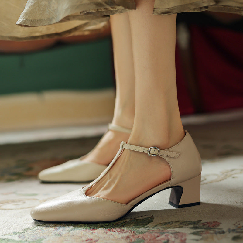 Talons T-Strap i läder Elowen
