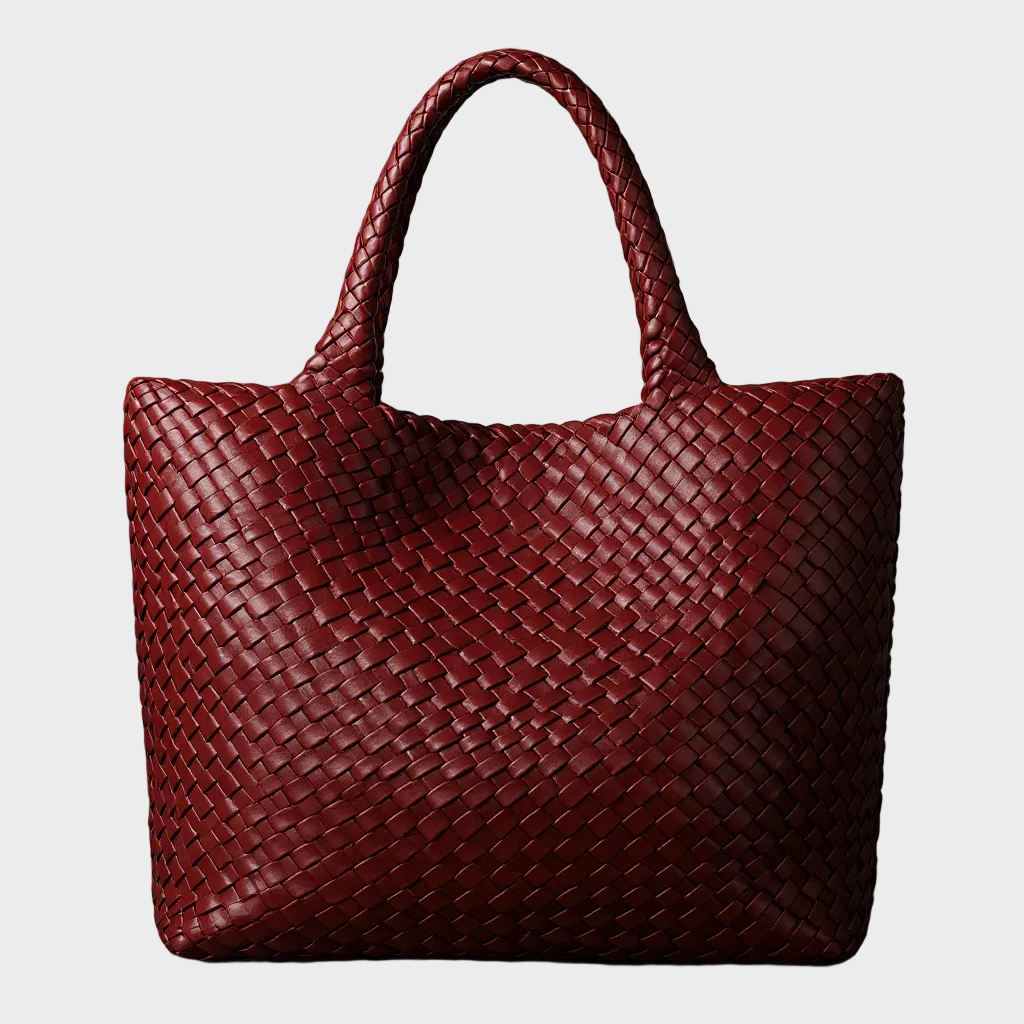 Handvävd läder-shopper Lana
