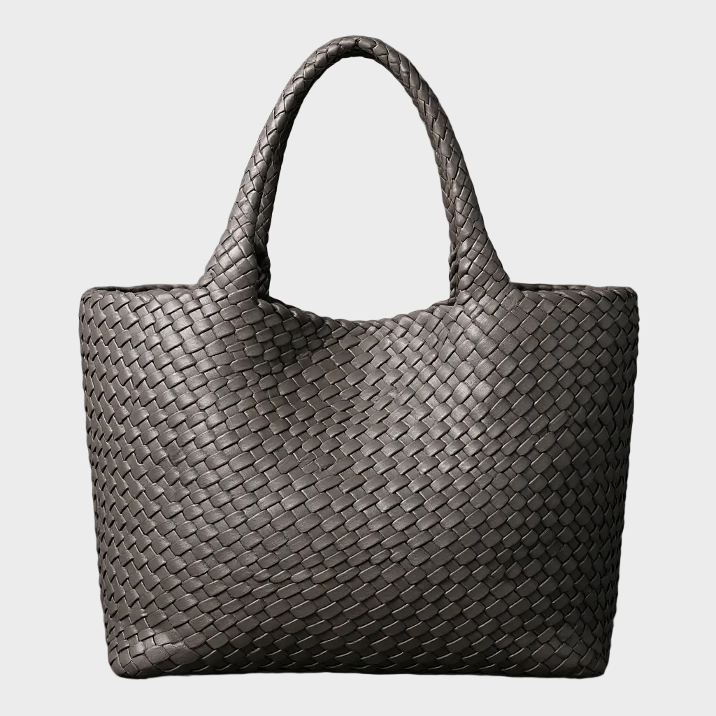 Handvävd läder-shopper Lana