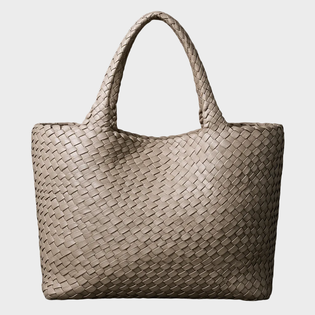 Handvävd läder-shopper Lana