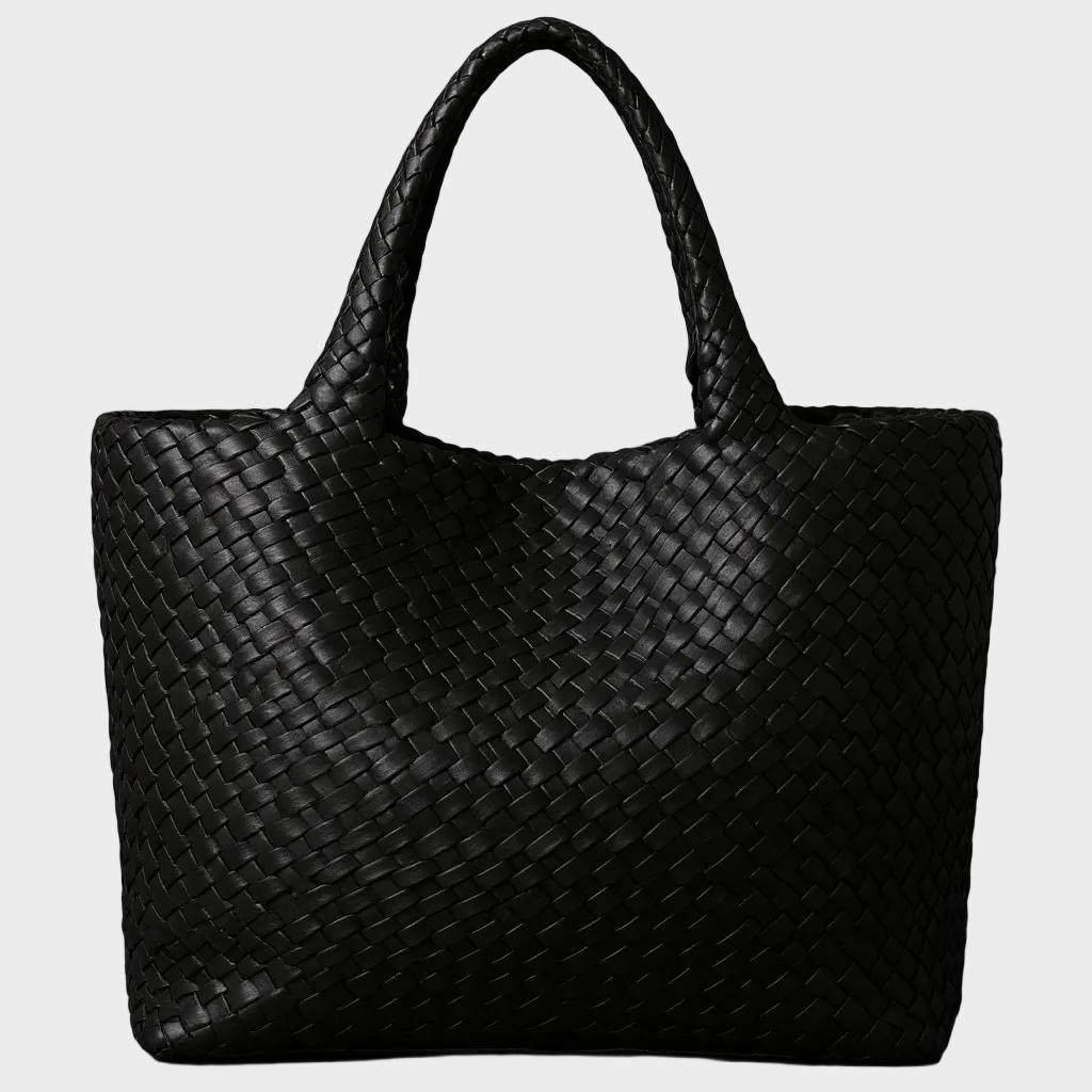 Handvävd läder-shopper Lana