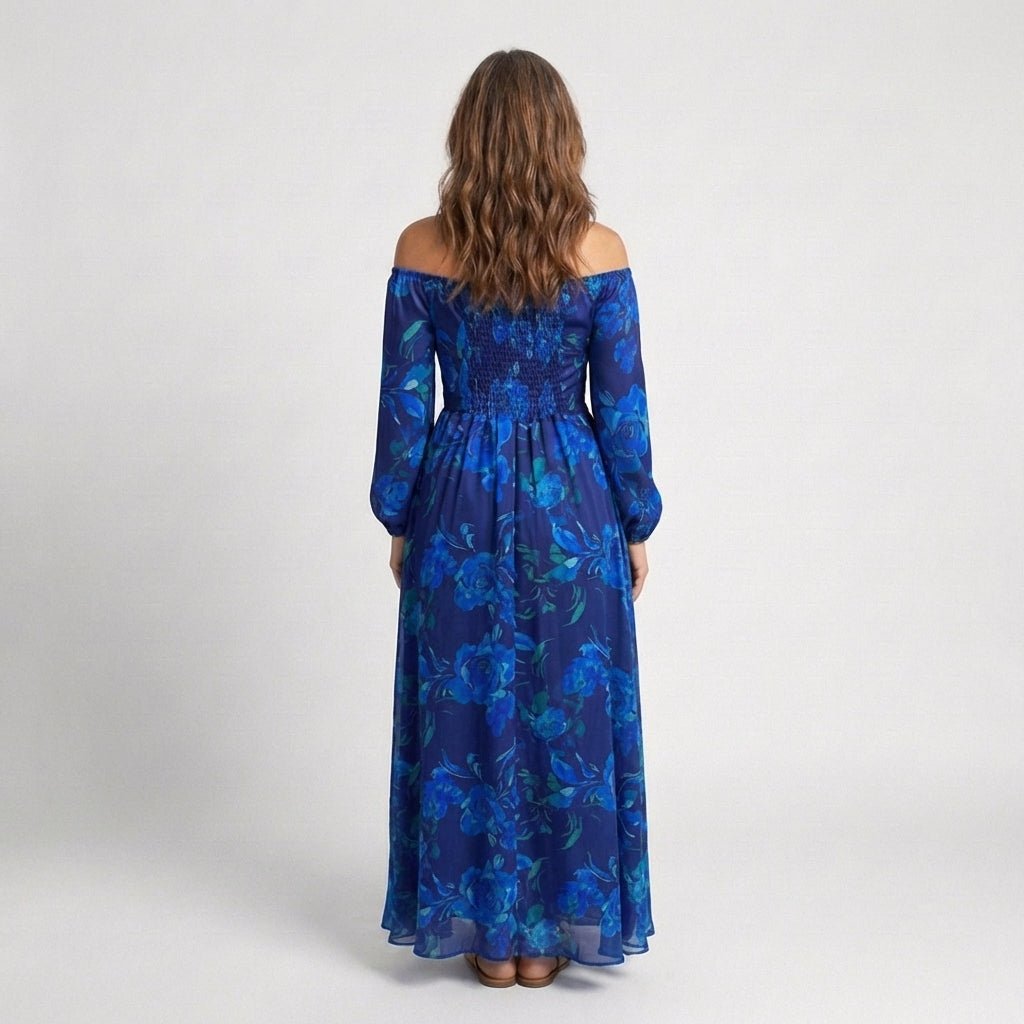 Aspen | Maxiklänning med blommönster och off-shoulder design