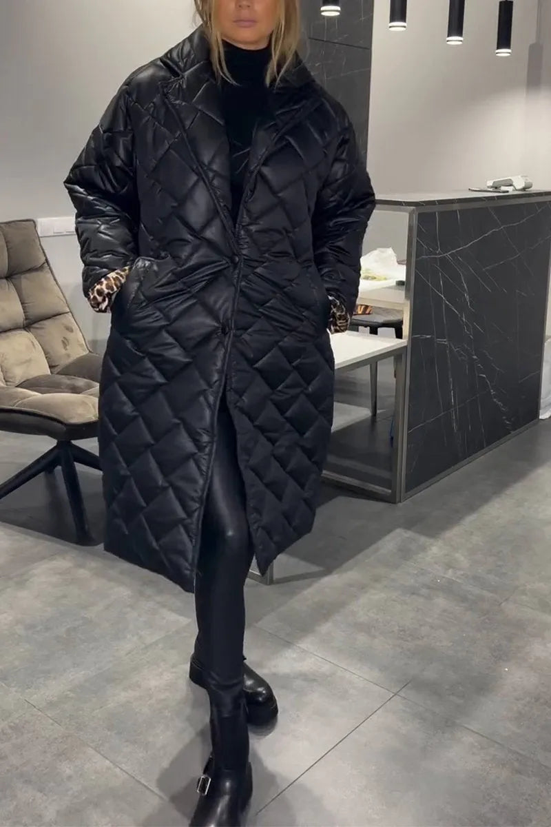 Kendall – Vadderad Midjecoat med Leopardfoder