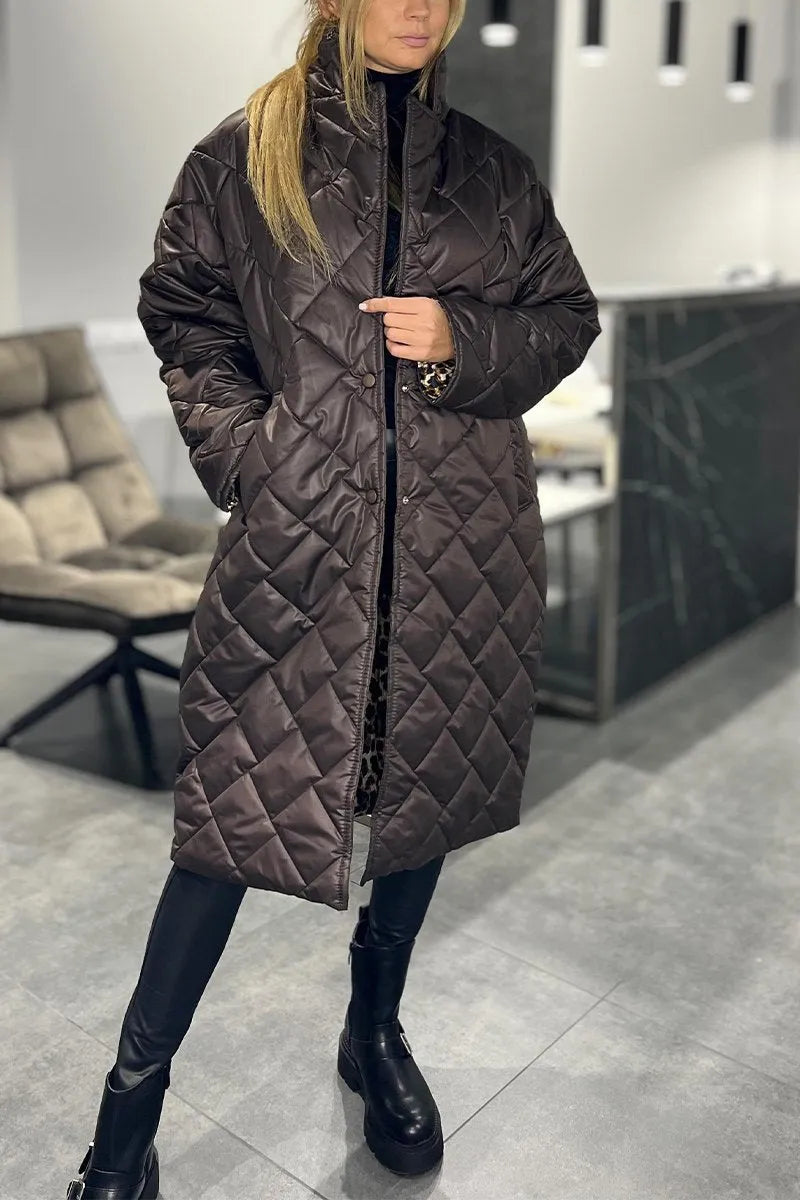 Kendall – Vadderad Midjecoat med Leopardfoder