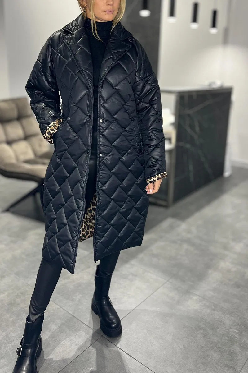 Kendall – Vadderad Midjecoat med Leopardfoder
